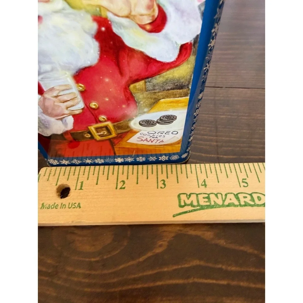 VTG 2005 Oreo Holiday Tin Santa Claus Milk Carton Shape Blue Christmas Sealed